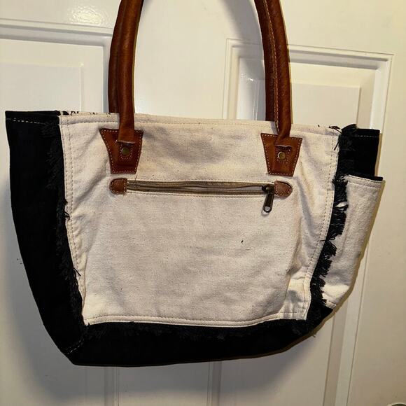 Canvas cotton leather tote - Picture 5 of 6